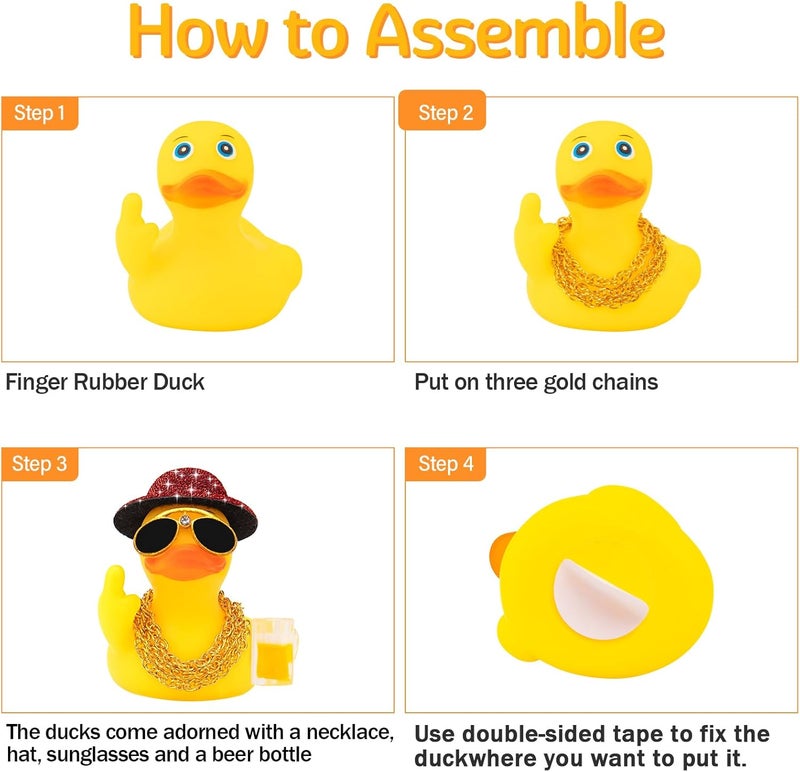 wonuu Rubber Duck Car Ornament Funny Dashboard Decorations Quirky Decor Car Accessories, Golden - Image 2